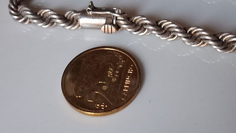 Pulsera plata gruesa y pesada con cierre y seguro - imagen 7