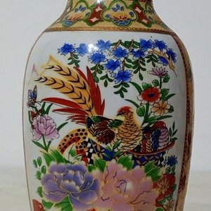 Jarrón de Porcelana Estilo Satsuma con Ave y Flores - imagen 4