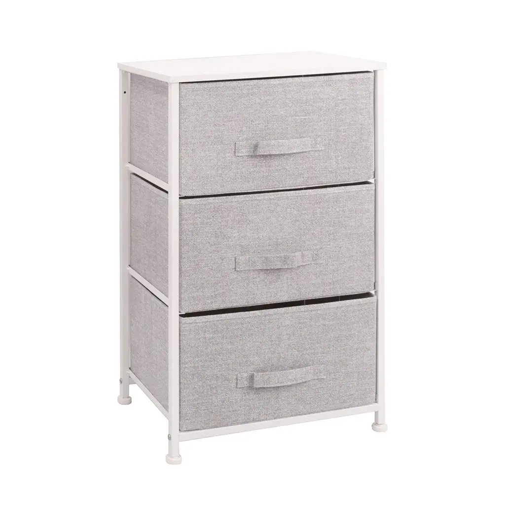Mueble Organizador con 3 Cajones de Tela y Acero Gris