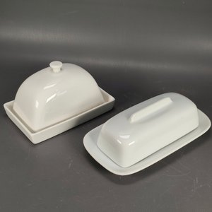 Dos Mantequeras de Porcelana Blanca, Diferentes Modelos - imagen 2