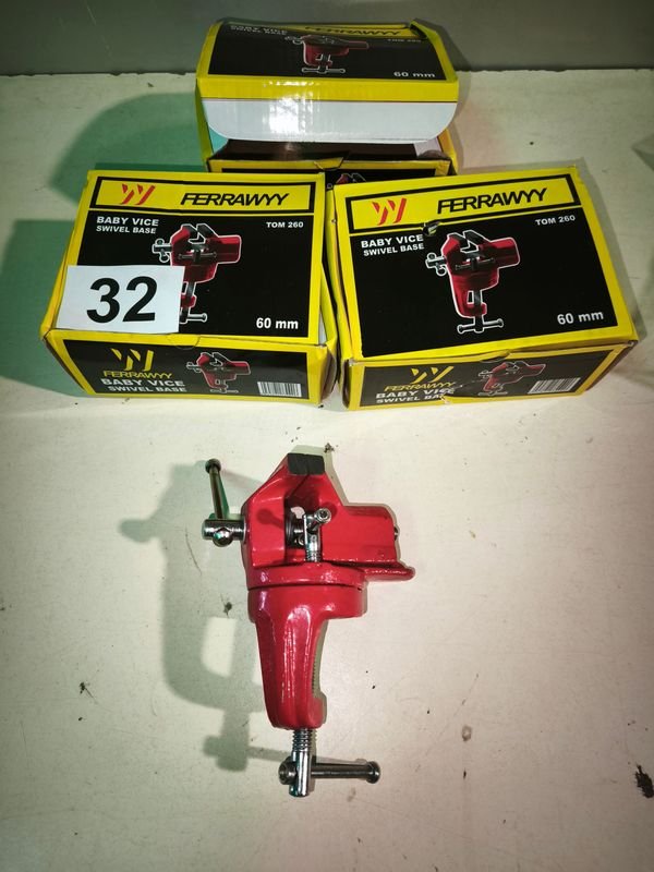 3 Morzas de Banco Baby Vice Swivel Base Ferrawy 60mm
