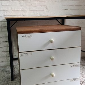 Cajonera Blanca de Oficina con 4 Cajones y Tapa de Madera - imagen 2