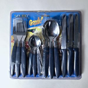 Juego de Cubiertos Barichello Inox 24 Piezas con Cabo Azul y Set de Torteras - imagen 2
