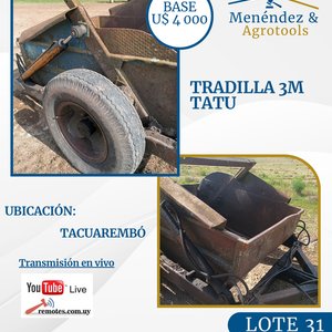 Lote siguiente: Tradilla 3 Tatu Pampa con Cilindro Hidráulico