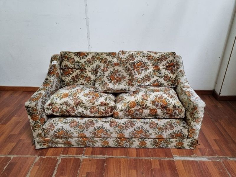Sillón de 2 Cuerpos Vintage Estilo Retro con Tapizado Floreado Cálido