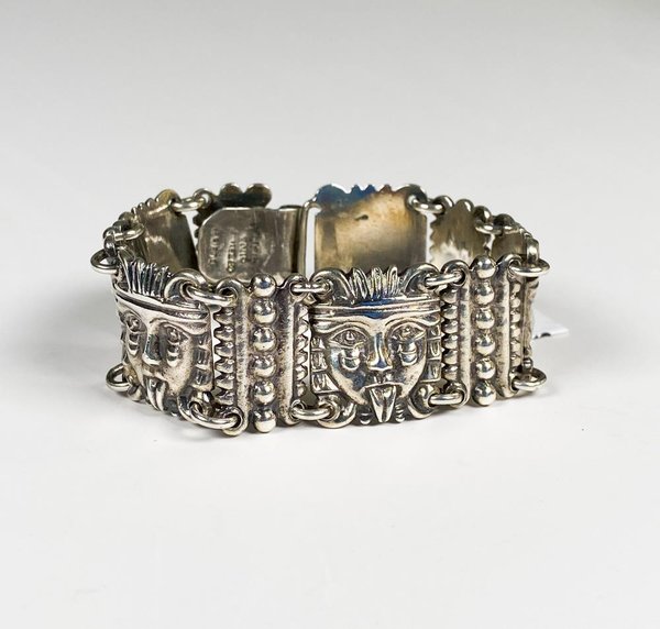 Pulsera Gruesa de Plata Mexicana Firmada Prieto - imagen 1