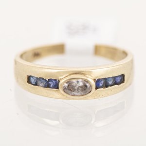Anillo de Oro 18k con Circonia y Zafiros - imagen 1