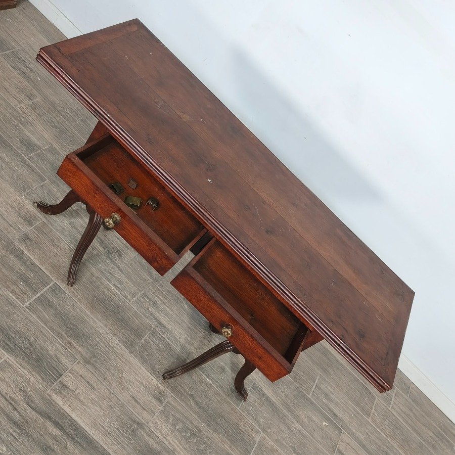 Mesa libro estilo Sheraton en cedro con dos cajones - imagen 7