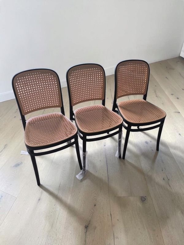 Juego de 3 Sillas de Comedor Estilo Rattan