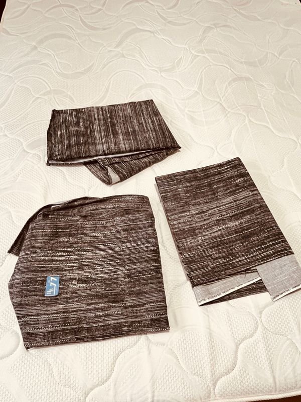 3 Cortinas de Tela con Diseño Rayado Gris y Blanco