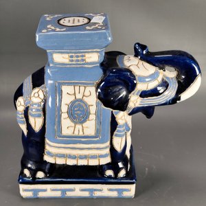 Figura de Elefante en Cerámica Esmaltada Azul y Lila - imagen 6