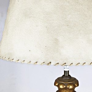 Lámpara de Madera Dorada Tallada con Pantalla - Altura 91 cm - imagen 4
