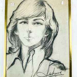 Cuadro al pastel: Retrato de dama, firmado y fechado - imagen 1