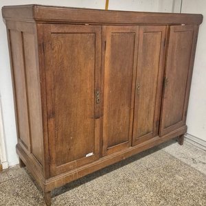 Antiguo Armario Rústico de Roble con 4 Puertas y Estantes Interiores - imagen 6