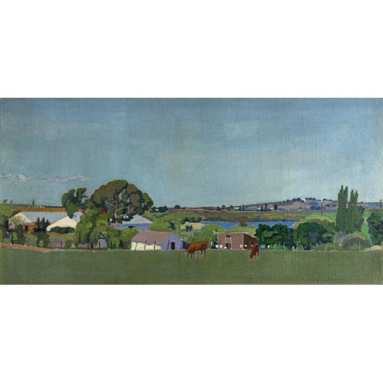 Lote siguiente: Pintura paisajística de estilo impresionista, sin firma