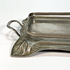 Bandeja Rectangular Art Nouveau Metálica con Asas Laterales - imagen 3