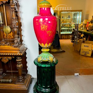 Gran Potiche Giratorio Royal Bonn en Porcelana Alemana con Pedestal - imagen 1