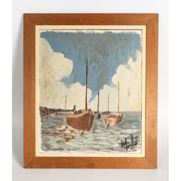 Óleo de barcos - Pintura de arte