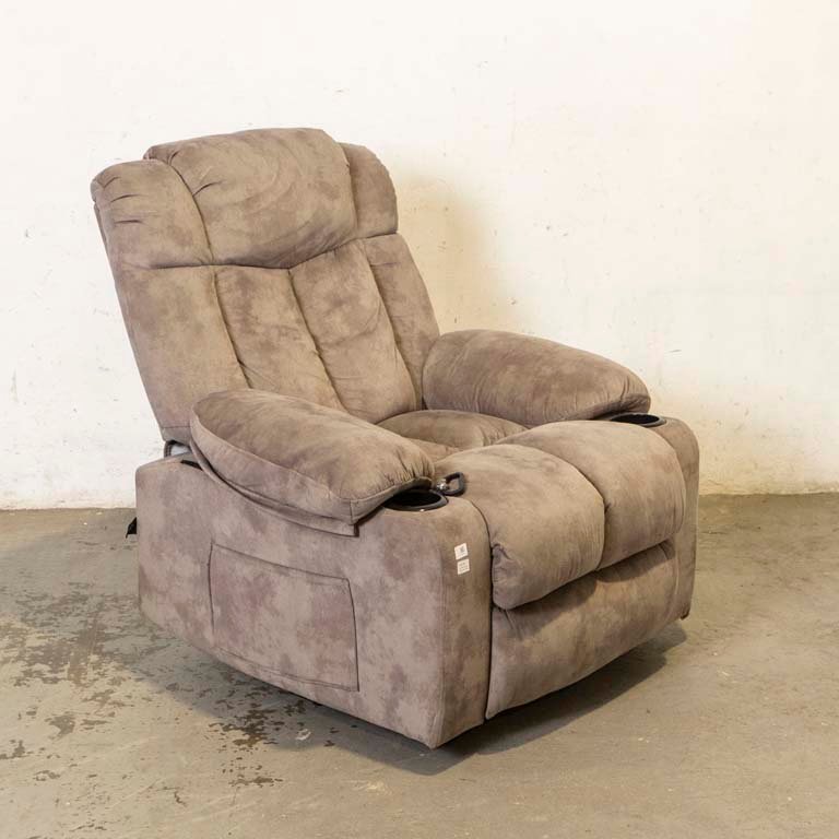 Sillón Giratorio y Reclinable Tapizado Gris