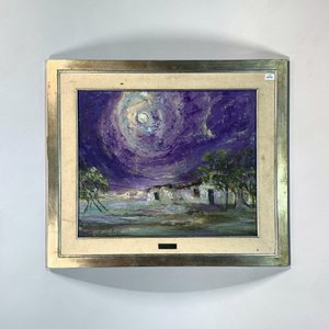 Cuadro Acrílico "Paisaje Campestre Nocturno" Firmado Olga Bacigalupo - imagen 1