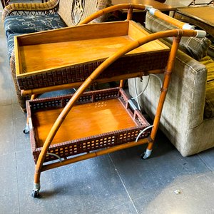 Carrito Auxiliar de Madera y Bambú con Dos Bandejas - imagen 2