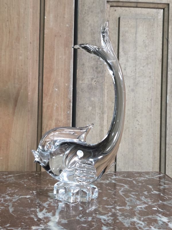 Figura de Pez en Cristal Murano Transparente, 27 cm