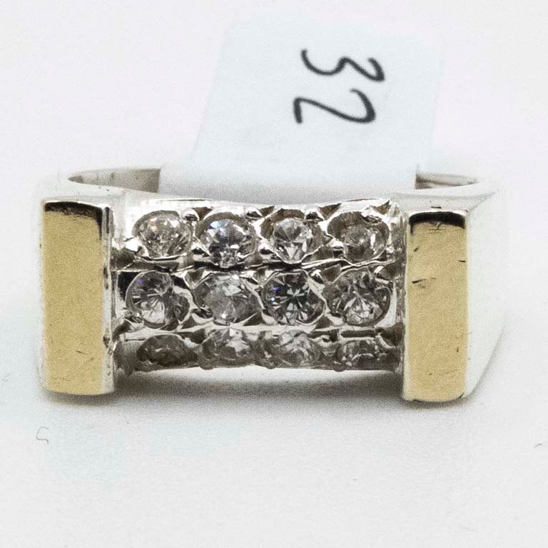 Anillo de Plata y Oro con Circonias