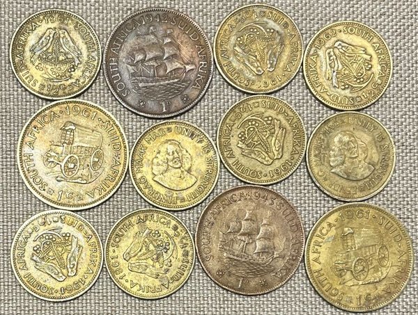 Lote de Monedas de Sudáfrica en Bronce y Cobre