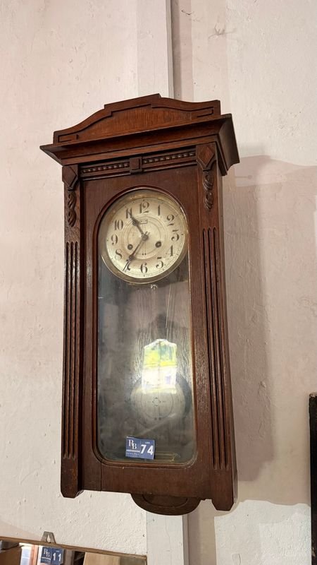 Reloj de pared antiguo en caja de roble - imagen 6