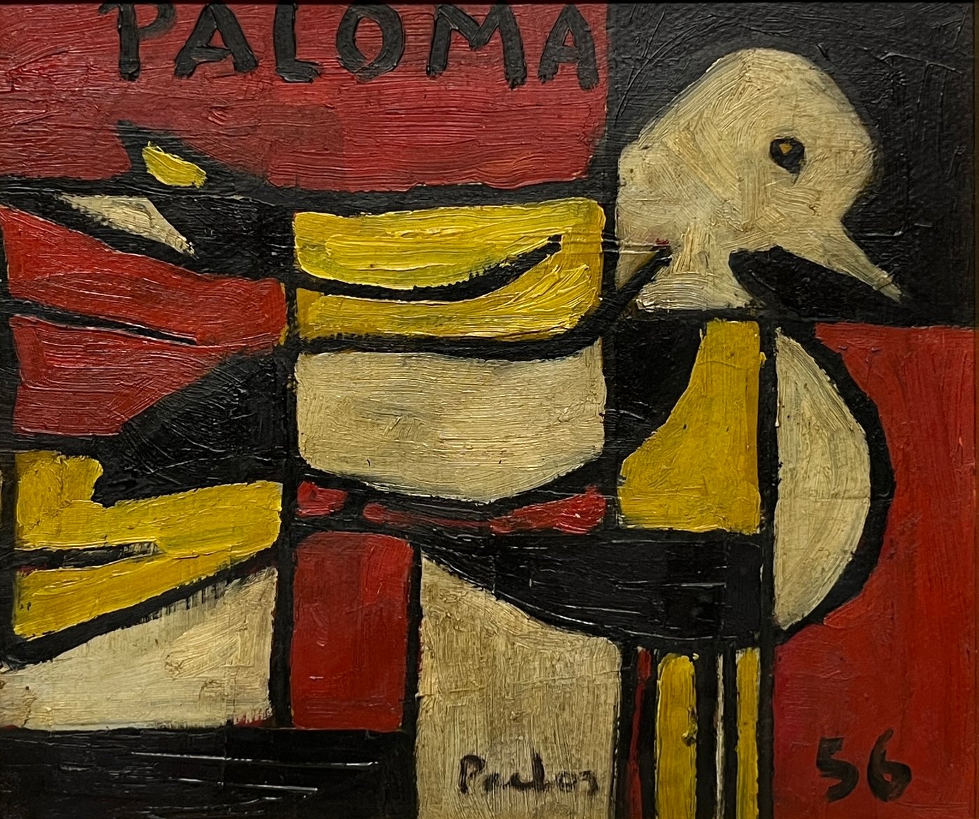Pintura "Paloma" de Manuel Pailos, Óleo sobre Cartón, 1956