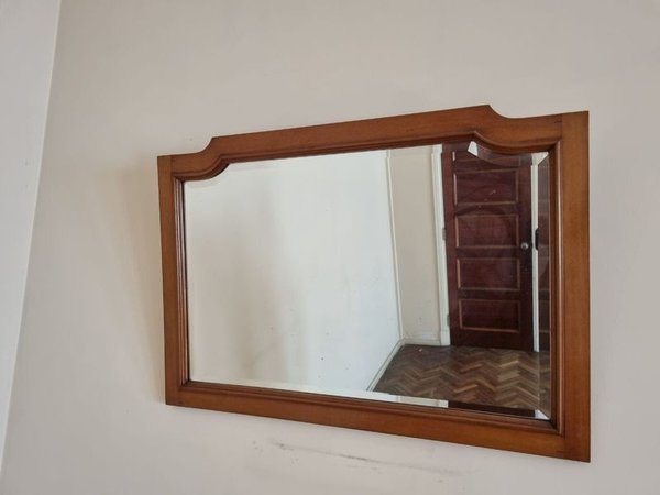 Espejo de Pared Vintage con Marco de Madera y Copete Curvo