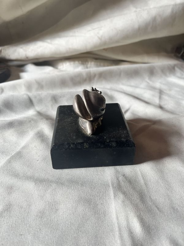 Porta tarjeta con fisonomia de caracol bañado en plata - imagen 2
