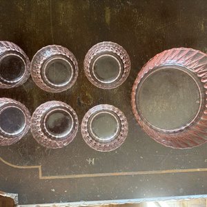 Juego Vintage de Ensaladera y Cuencos de Vidrio Rosa - imagen 3