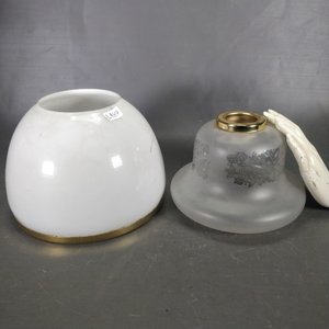 Dos Pantallas de Lámpara: Vidrio Opalino y Vidrio Tallado - imagen 3