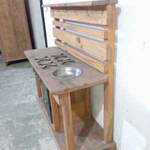Cocina Infantil Rústica de Madera con Horno, Pileta y Accesorios - imagen 7