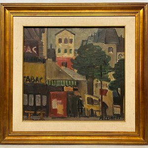Paisaje Urbano de Antonio Pezzino - Óleo sobre Cartón Firmado y Fechado '55 - imagen 2