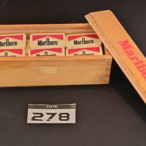 Antiguo Juego de Dominó Marlboro en Caja de Madera - imagen 3