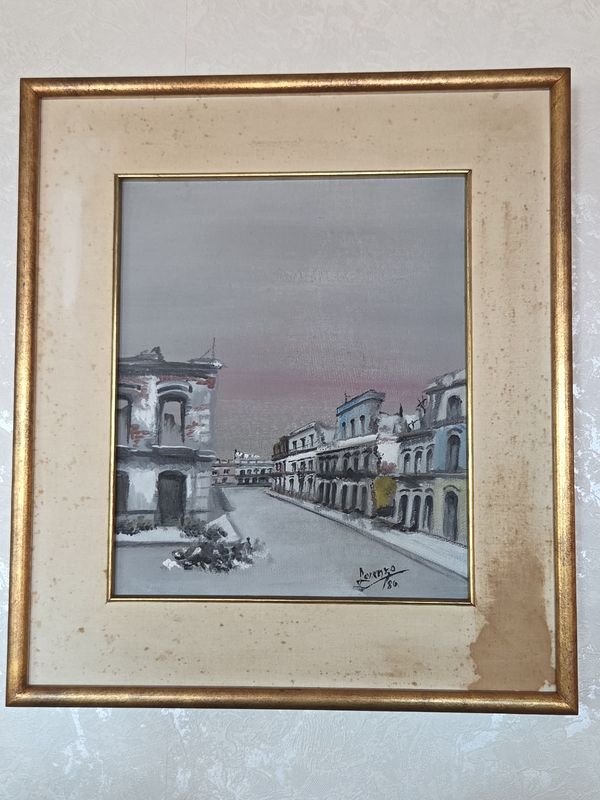 Lote anterior: Óleo firmado Lorenzo y fechado, pintura urbana