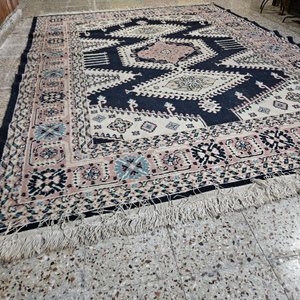Alfombra Grande Diseño Geométrico Azul y Rosa - imagen 3