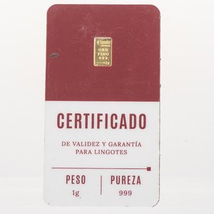 Lingote de Oro Fino 1g "El Tasador" Industria Argentina - imagen 4