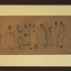 Lote siguiente: Dibujo a Lápiz Atribuido a Pedro Figari "Cuento de Brujas"
