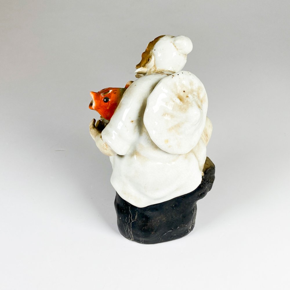 Figura de porcelana china anciano con pescado - imagen 4