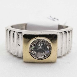Anillo de Plata y Oro con Circonia Central - imagen 1