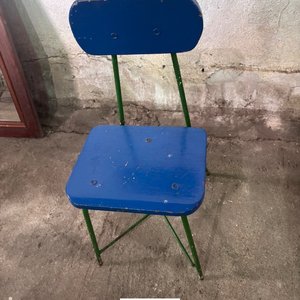 Silla Infantil de Hierro y Madera Azul y Verde - imagen 4