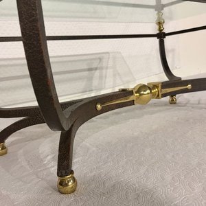 Mesa de Centro Clásica: Hierro Forjado, Bronce y Vidrio Biselado - imagen 6