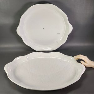 Dos Fuentes Grandes Ovalada y Circular de Loza Blanca Italiana - imagen 1