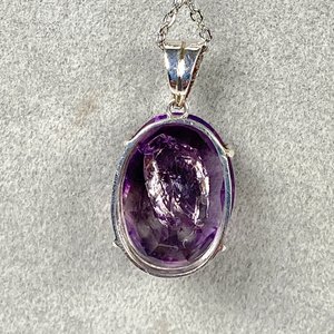 Colgante Ovalado de Amatista con Cadena de Plata - imagen 4