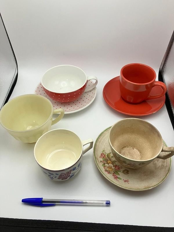 Lote de 5 Tazas de Té y Café Vintage con Platos