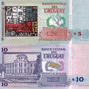 Billetes Uruguayos: 5, 10, 20, 50 y 50.000 Pesos Uruguayos - imagen 1