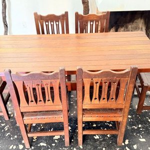 Mesa de Comedor de Madera Maciza con 6 Sillas Estilo Rústico - imagen 15